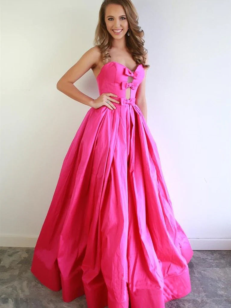 Sloane | Chic A-line Sweetheart Fuchsia Prom Dresses Satin Prom Dress Evening Dress