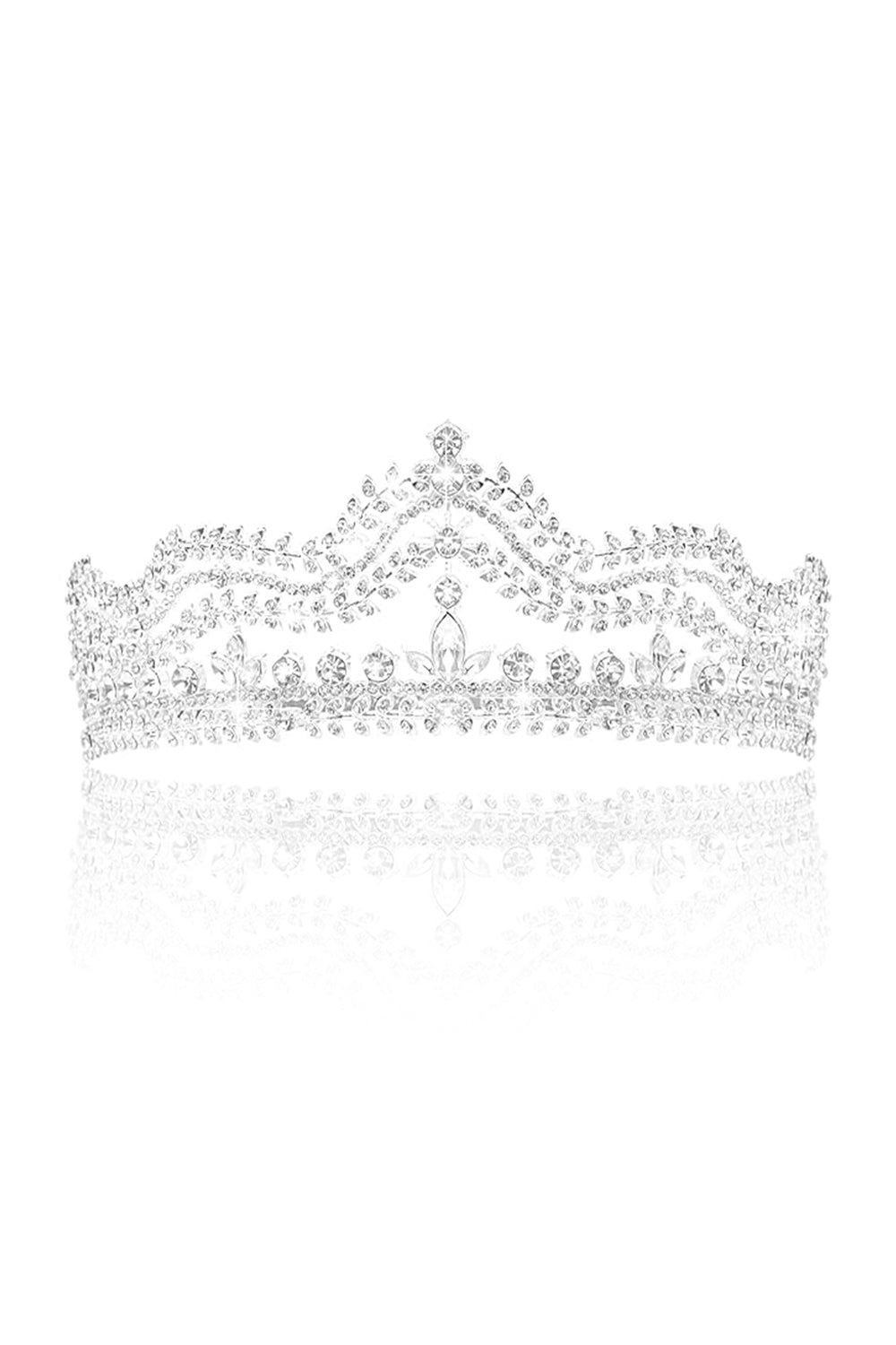 Crystal-Embellished Tiara in Silver Tone