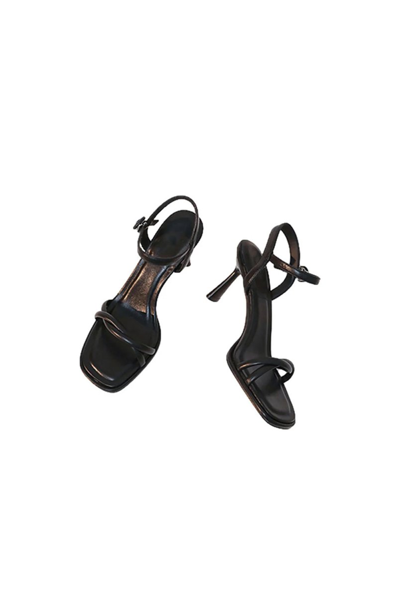 Outdoor Microfiber Leather Sandals Peep Toe Stiletto Heel Fashion Shoes With Buckle Braided Strap - KissProm