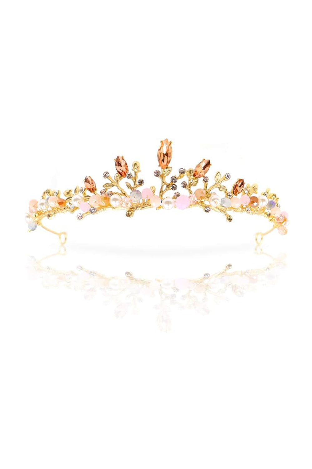 Crystal Pearl Rose Gold Bridal Tiaras