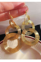 Long Gold triple swirl Earrings - KissProm