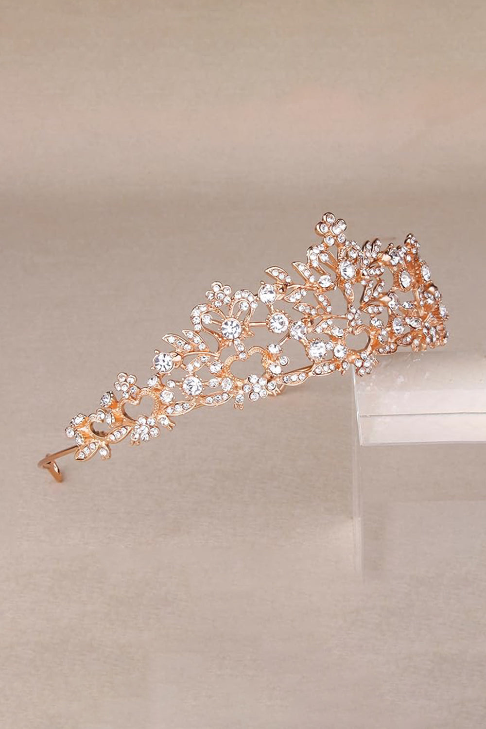 Rose Gold Pink Tiara Bridal Hair Accessories