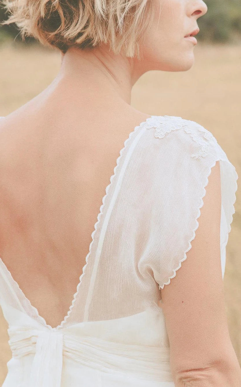 Belle Crinkle Low Back In Dark Ivory Wedding Dress