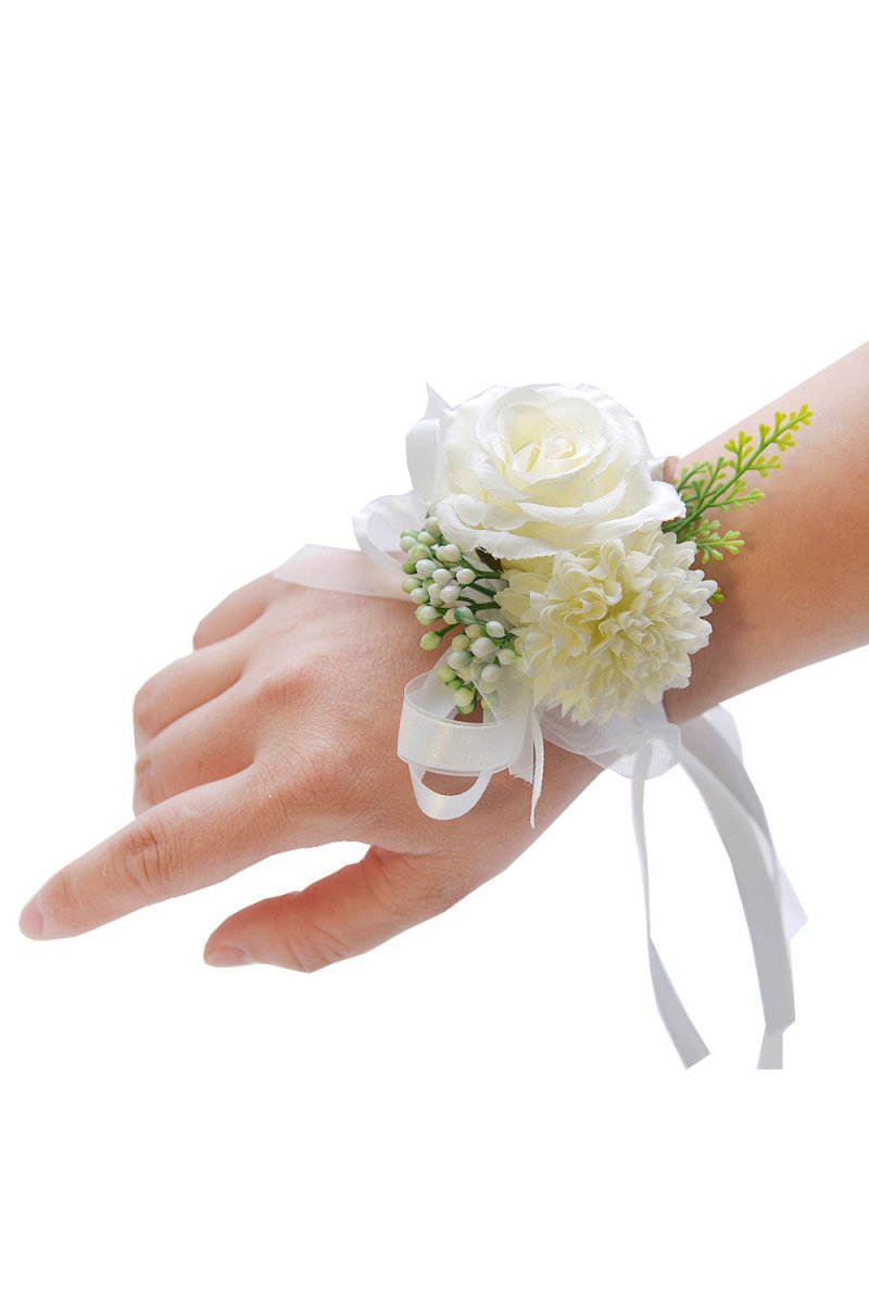 Artificial Silk Roses Bridesmaid Wrist Corsage - KissProm