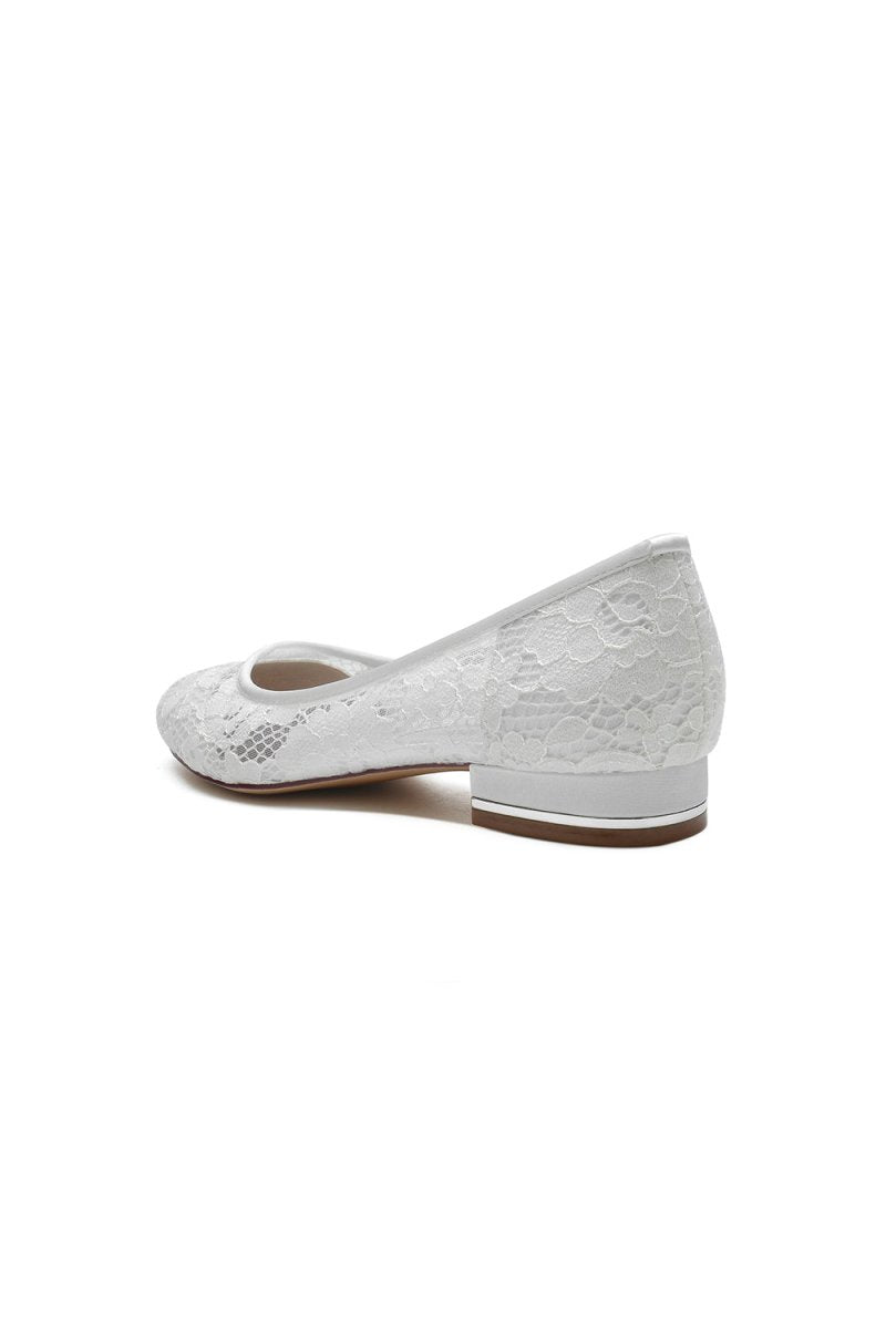 White Lace Open Toe Flats Bridal Shoes - KissProm