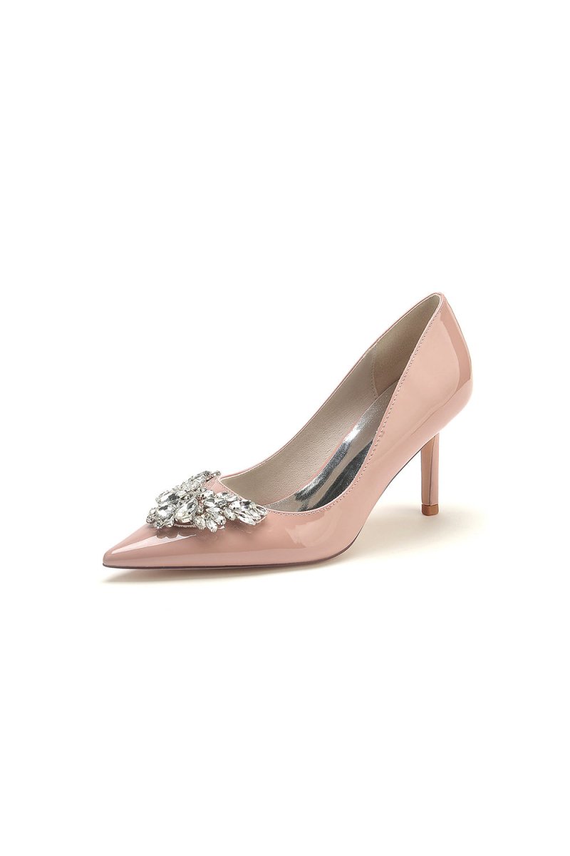 Shiny High Heels with Crystal Embellishments - KissProm