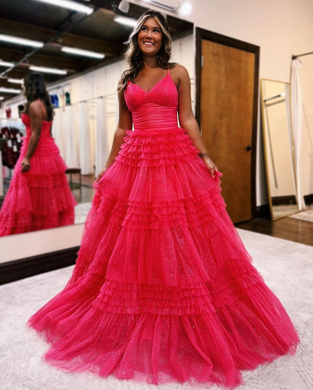 V neck 2025 ball gown prom