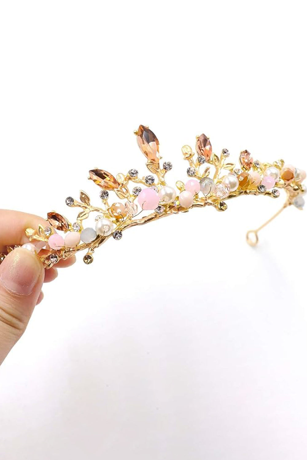 Crystal Pearl Rose Gold Bridal Tiaras