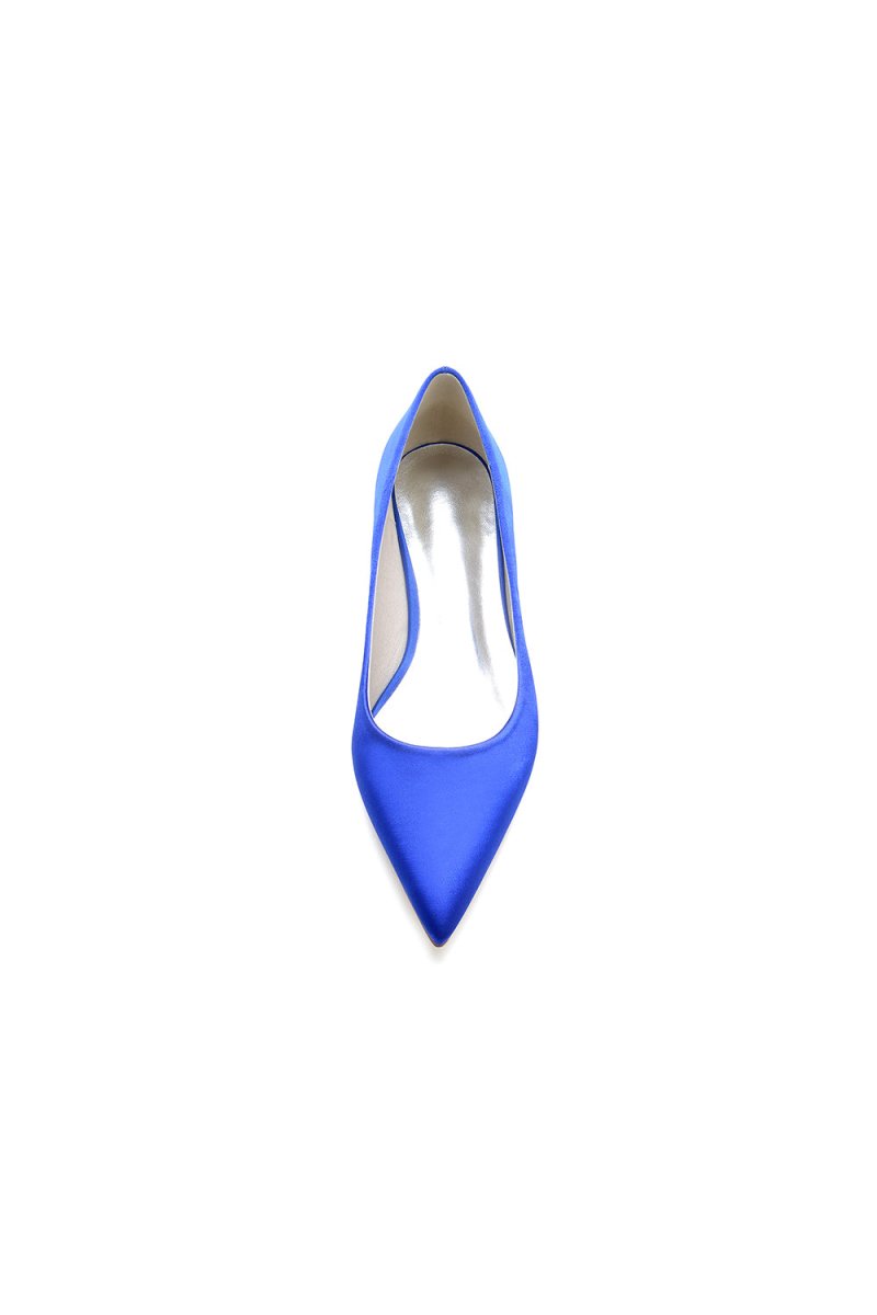 Simple Pointed Toe Satin Low Heels - KissProm