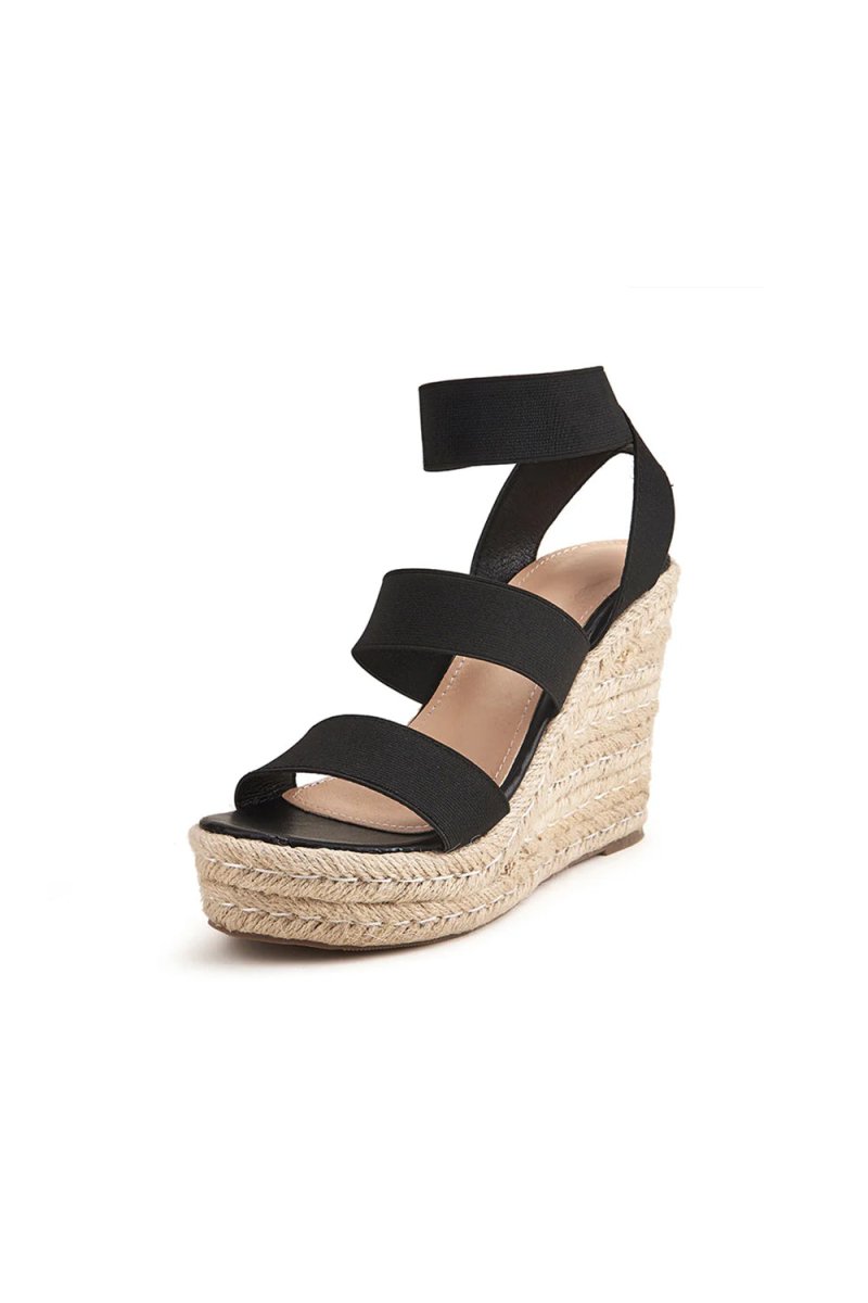 Outdoor Peep Toe Wedge Heel Shoes With Ankle Strap - KissProm