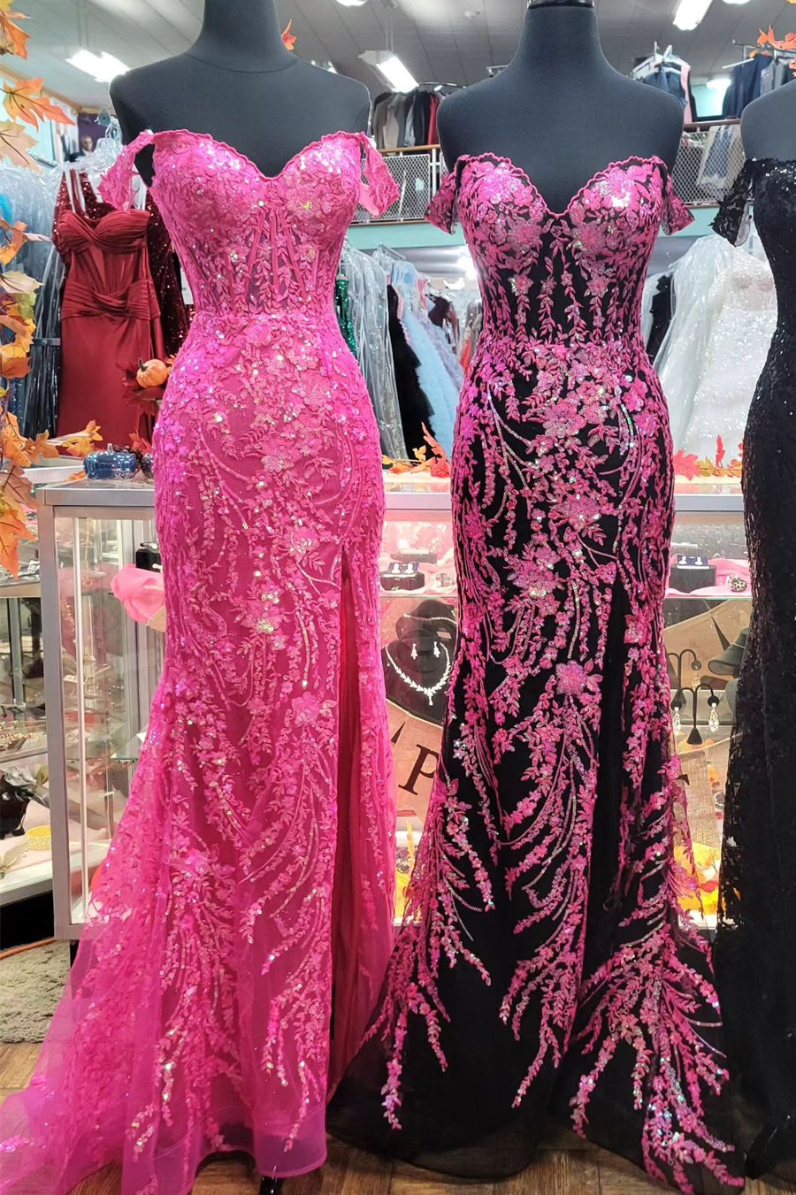 Pink and gold sales mermaid prom dress