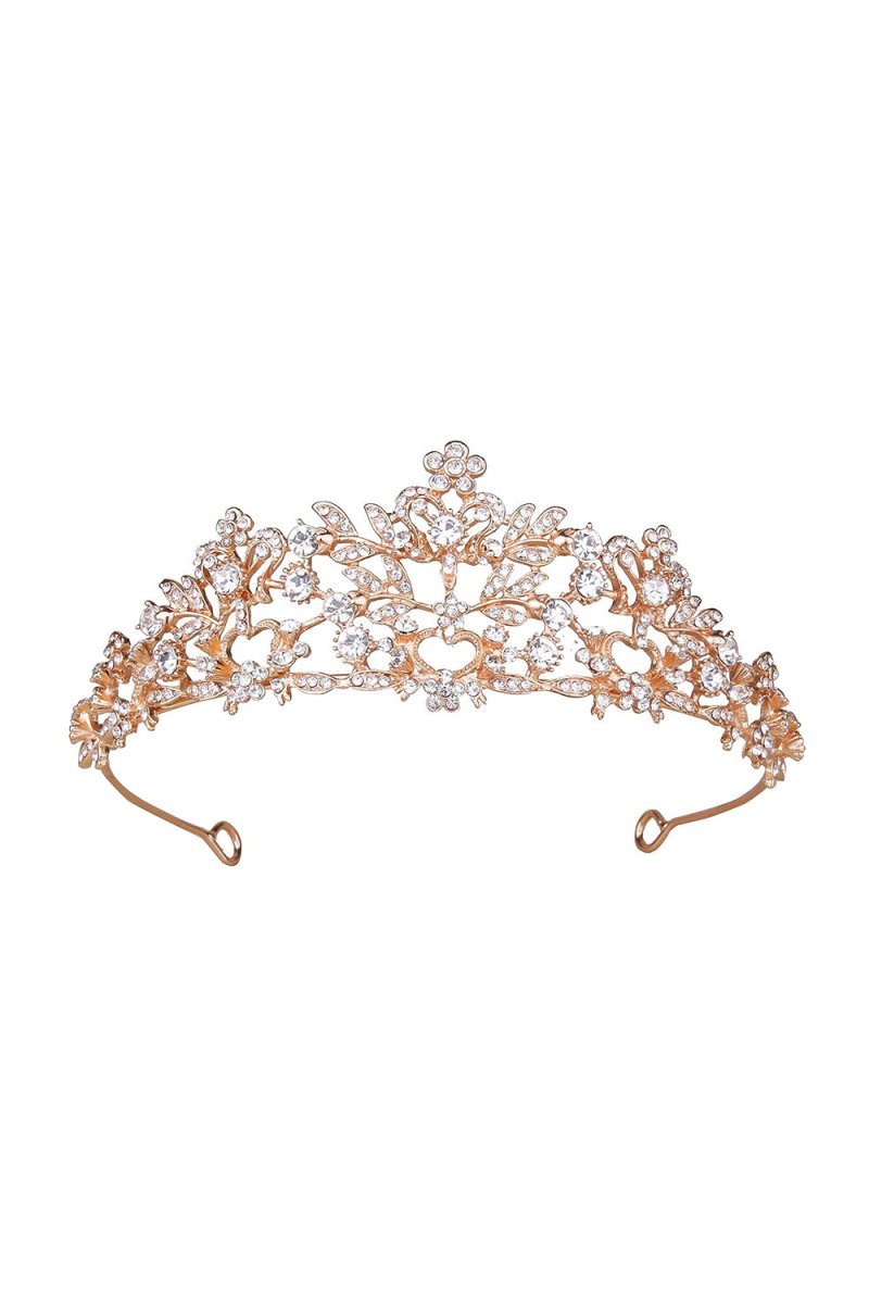 Rose Gold Pink Tiara Bridal Hair Accessories - KissProm