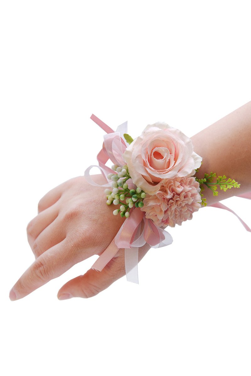 Artificial Silk Roses Bridesmaid Wrist Corsage - KissProm