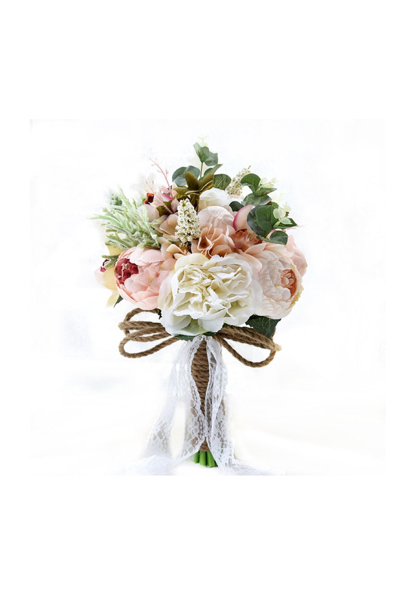 Artificial Silk Rose Peony Wedding Bridal Bouquets - KissProm