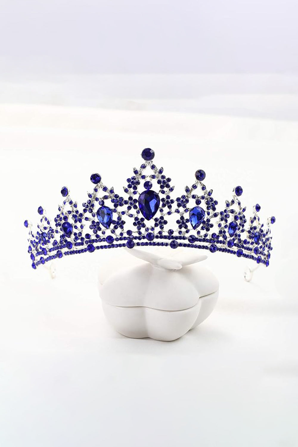 Crystal-Embellished Tiara in Blue Tone