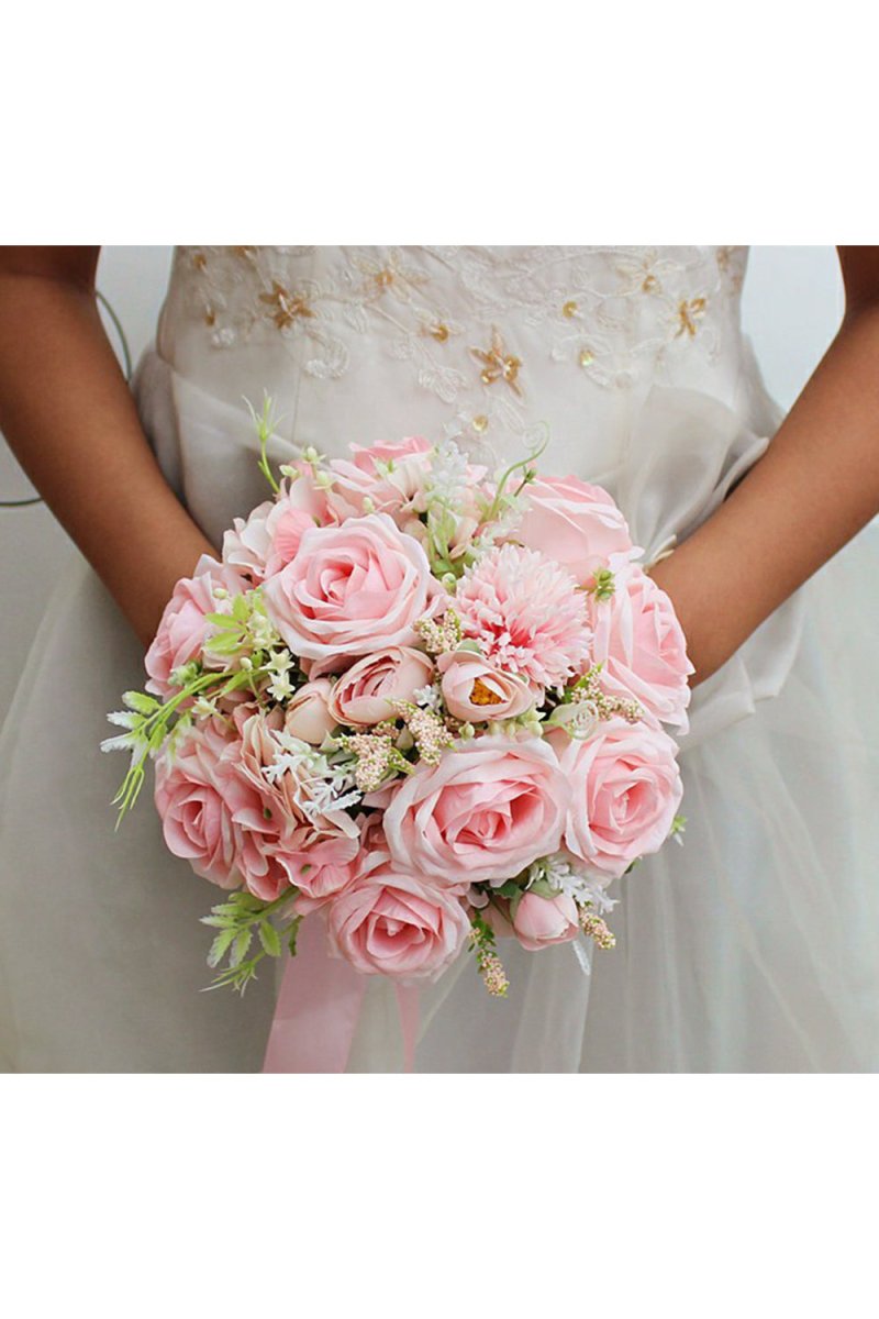 Artificial Silk Roses Wedding Bridal Bouquets - KissProm