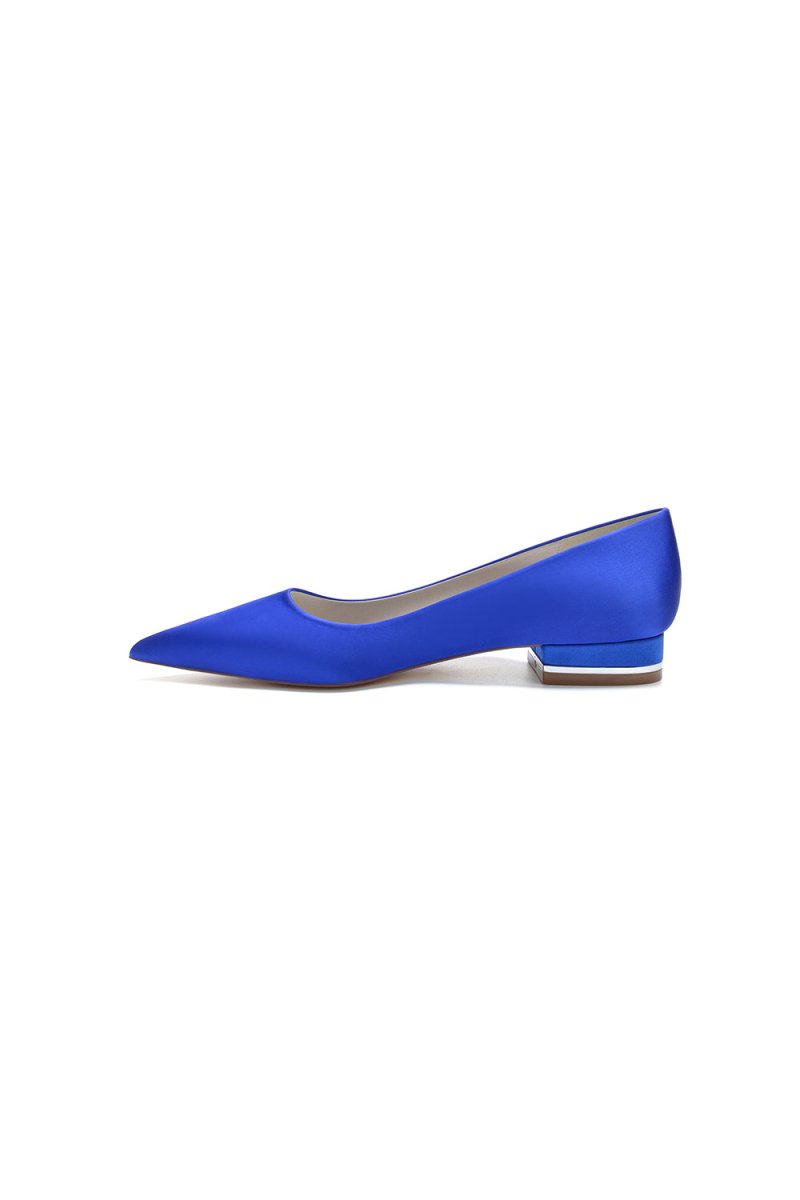 Simple Pointed Toe Satin Low Heels - KissProm