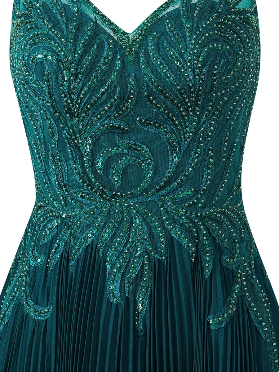 Abigail Dark Green | A - line V - neck Chiffon Prom Dress - KissProm