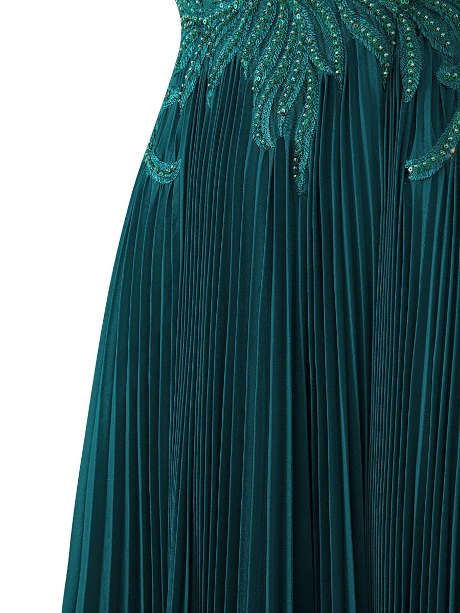 Abigail Dark Green | A - line V - neck Chiffon Prom Dress - KissProm