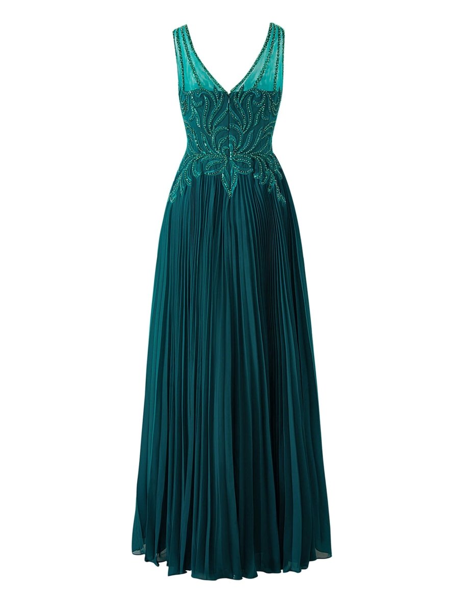 Abigail Dark Green | A - line V - neck Chiffon Prom Dress - KissProm