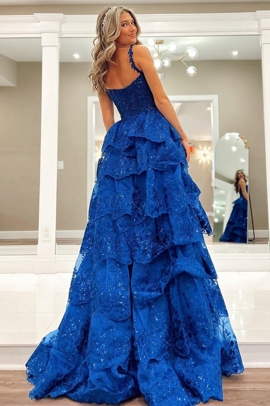 Blue ruffle clearance