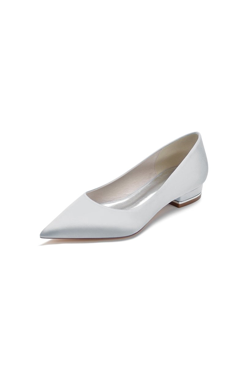 Simple Pointed Toe Satin Low Heels - KissProm