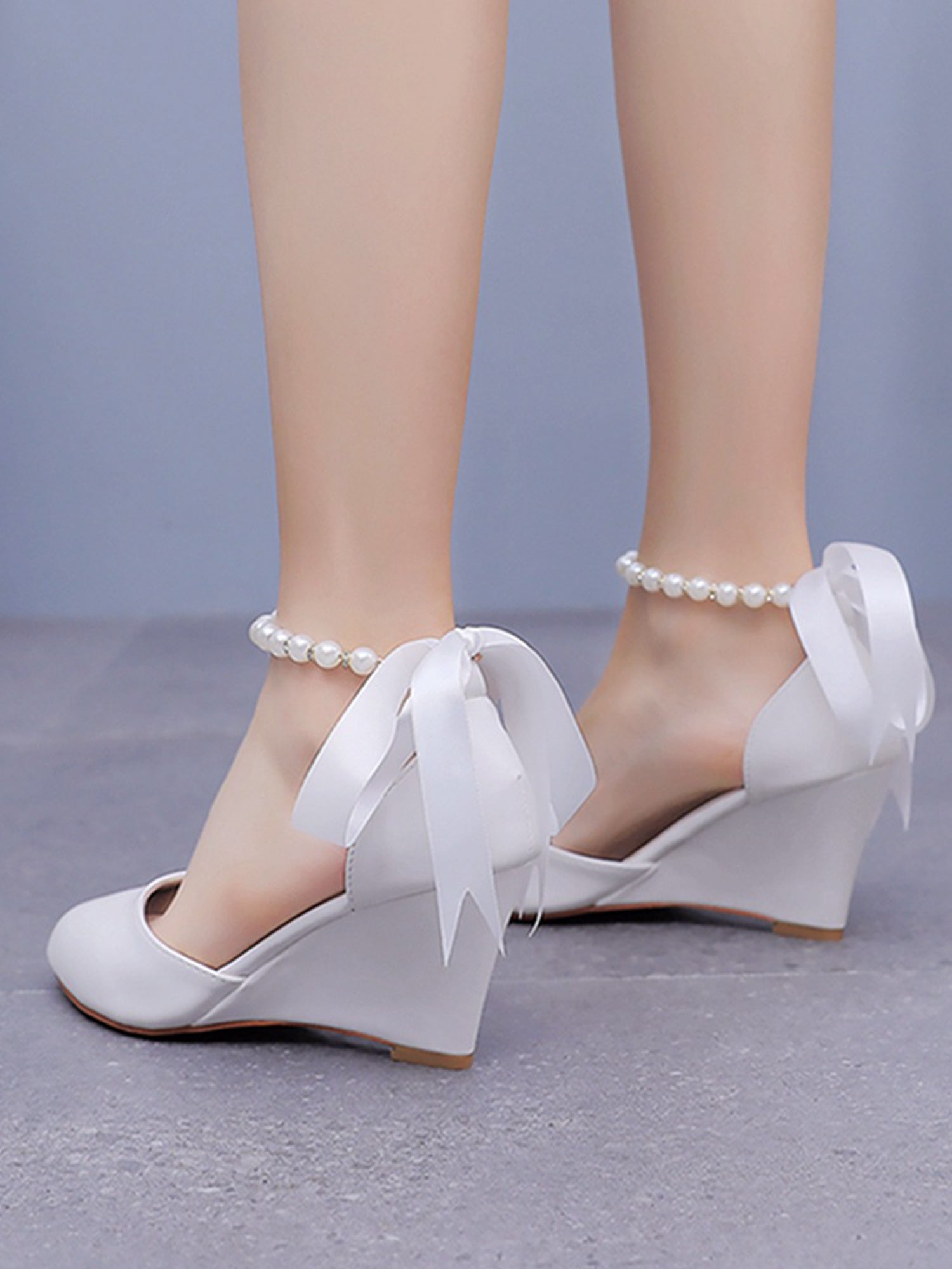 Mid Chunky Heels Pointed Toe Women s Wedding Shoes