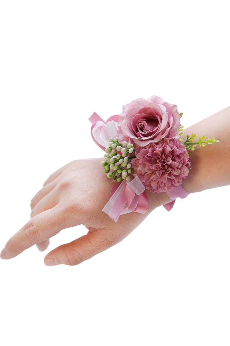 Artificial Silk Roses Bridesmaid Wrist Corsage - KissProm