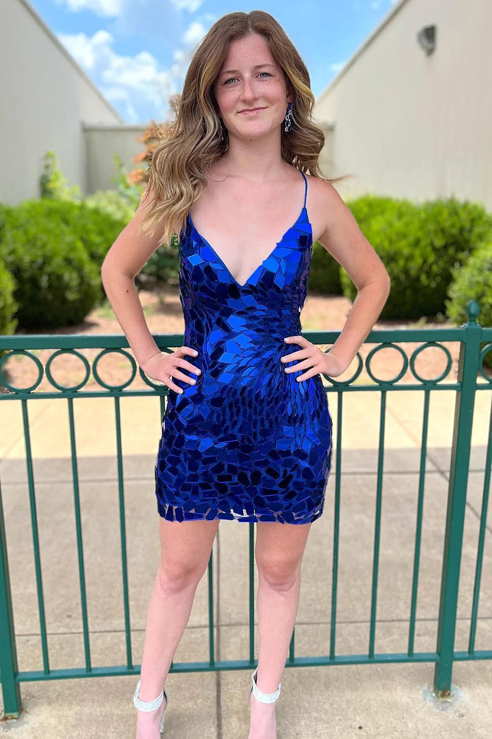 Sparkly Royal Blue Sequined Tight Short Homecoming Dress