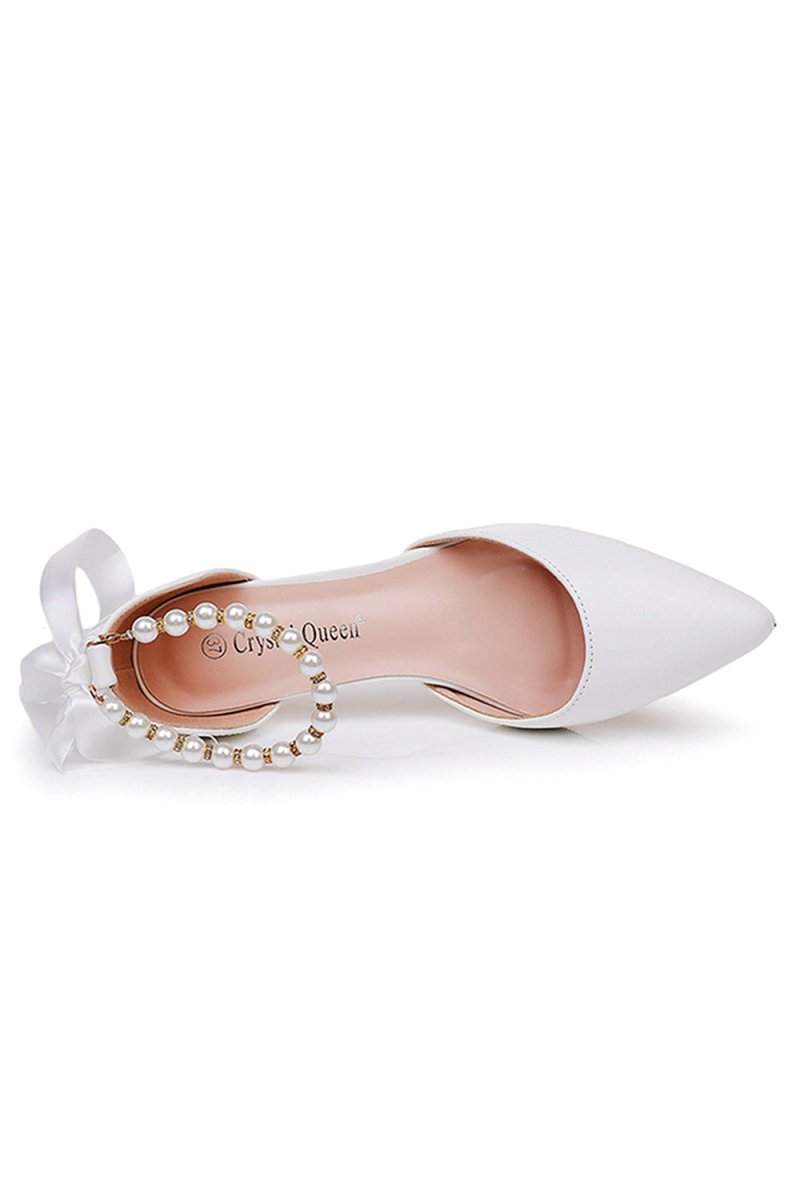 Pointed Toe Kitten Heels Ankle - Strap Wedding Shoes - KissProm