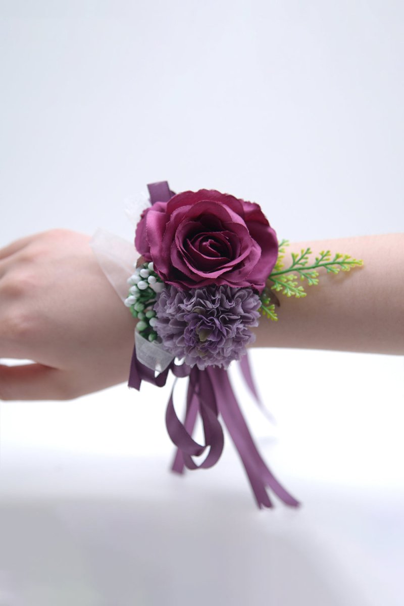 Artificial Silk Roses Bridesmaid Wrist Corsage - KissProm