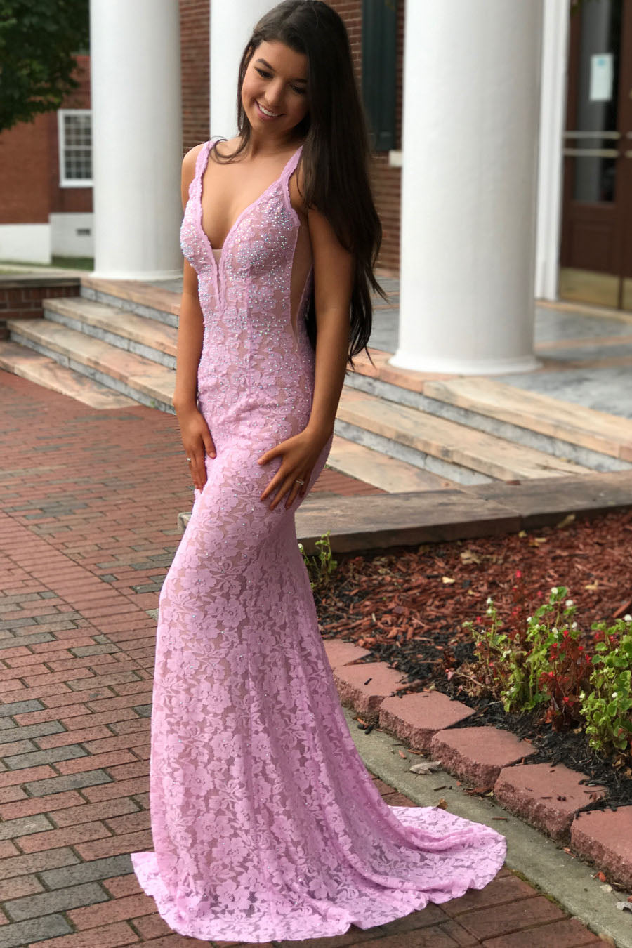 Light pink mermaid prom 2024 dress