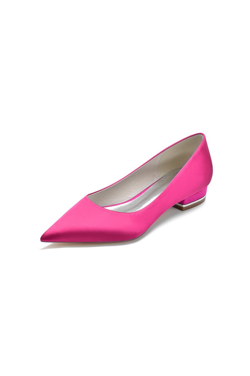 Simple Pointed Toe Satin Low Heels - KissProm