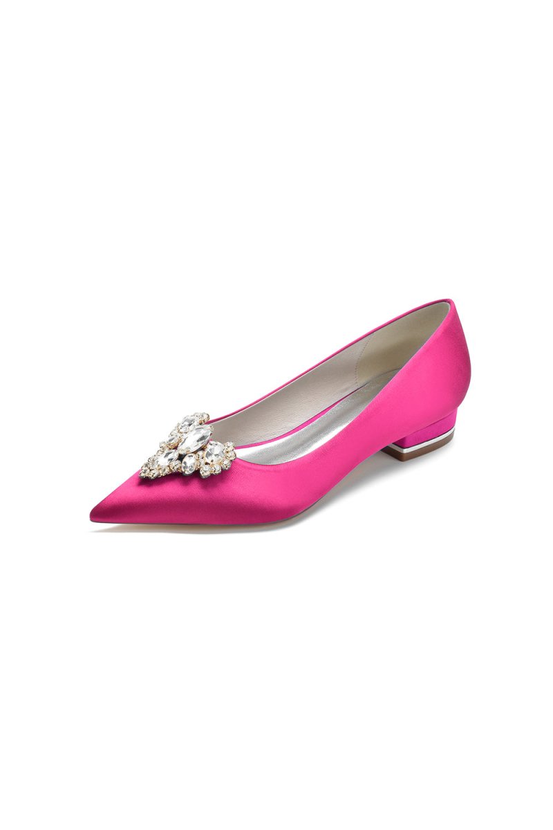 Pretty Pointed Toe Rhinestone Kitten Heels - KissProm