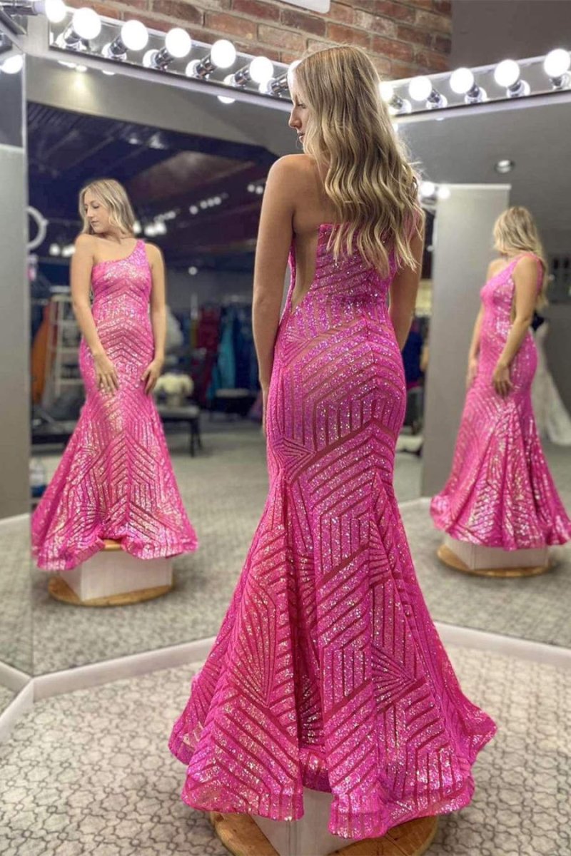 Yaretzi |Mermaid Unique One Shoulder Sequins Prom Dress - KissProm