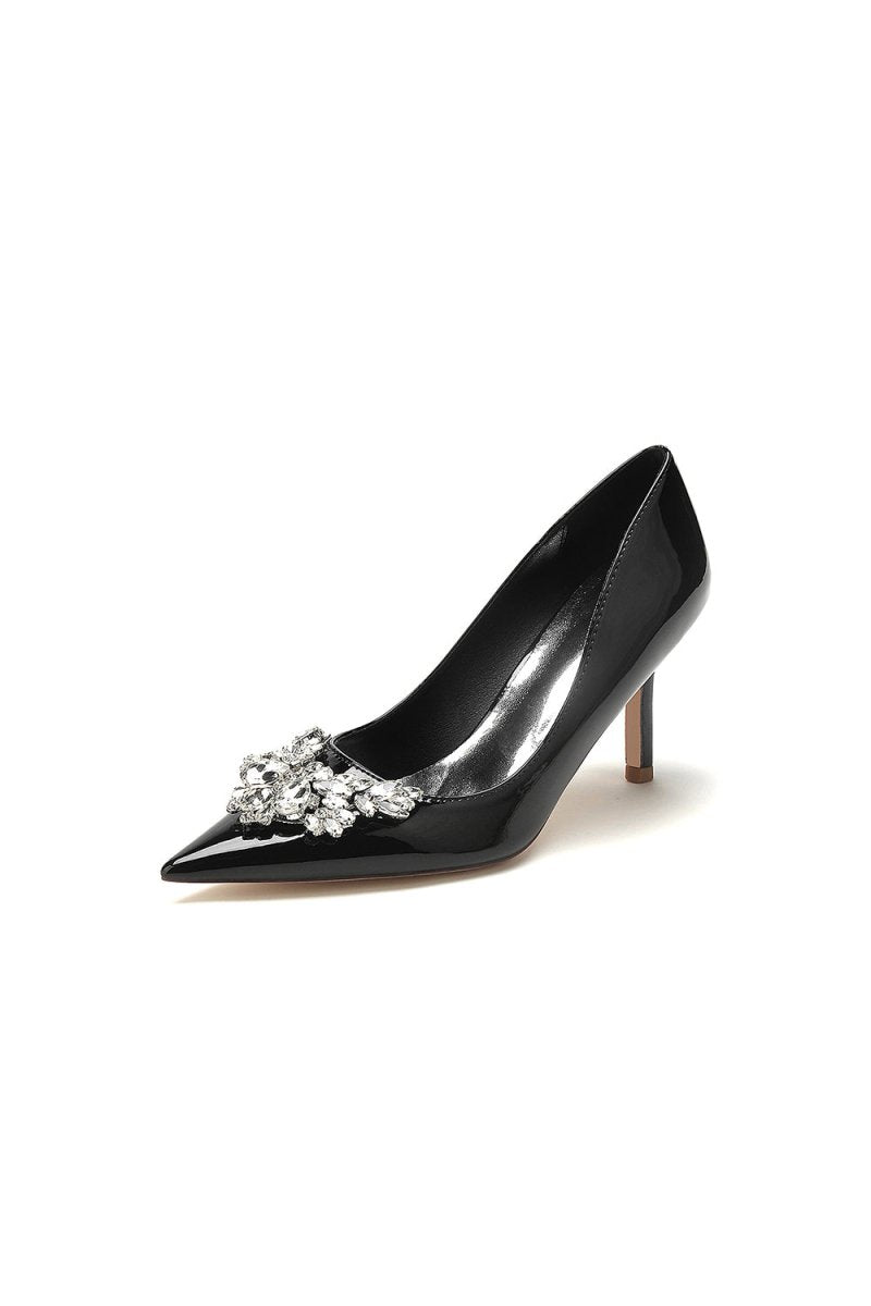 Shiny High Heels with Crystal Embellishments - KissProm