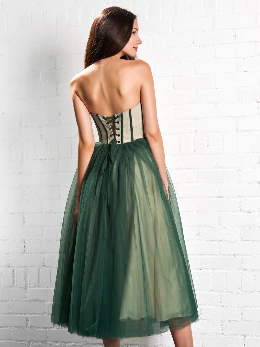 Strapless Puffy Midi Tulle Dress - KissProm