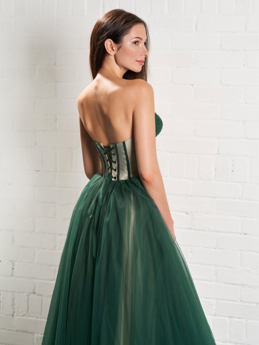 Strapless Puffy Midi Tulle Dress - KissProm