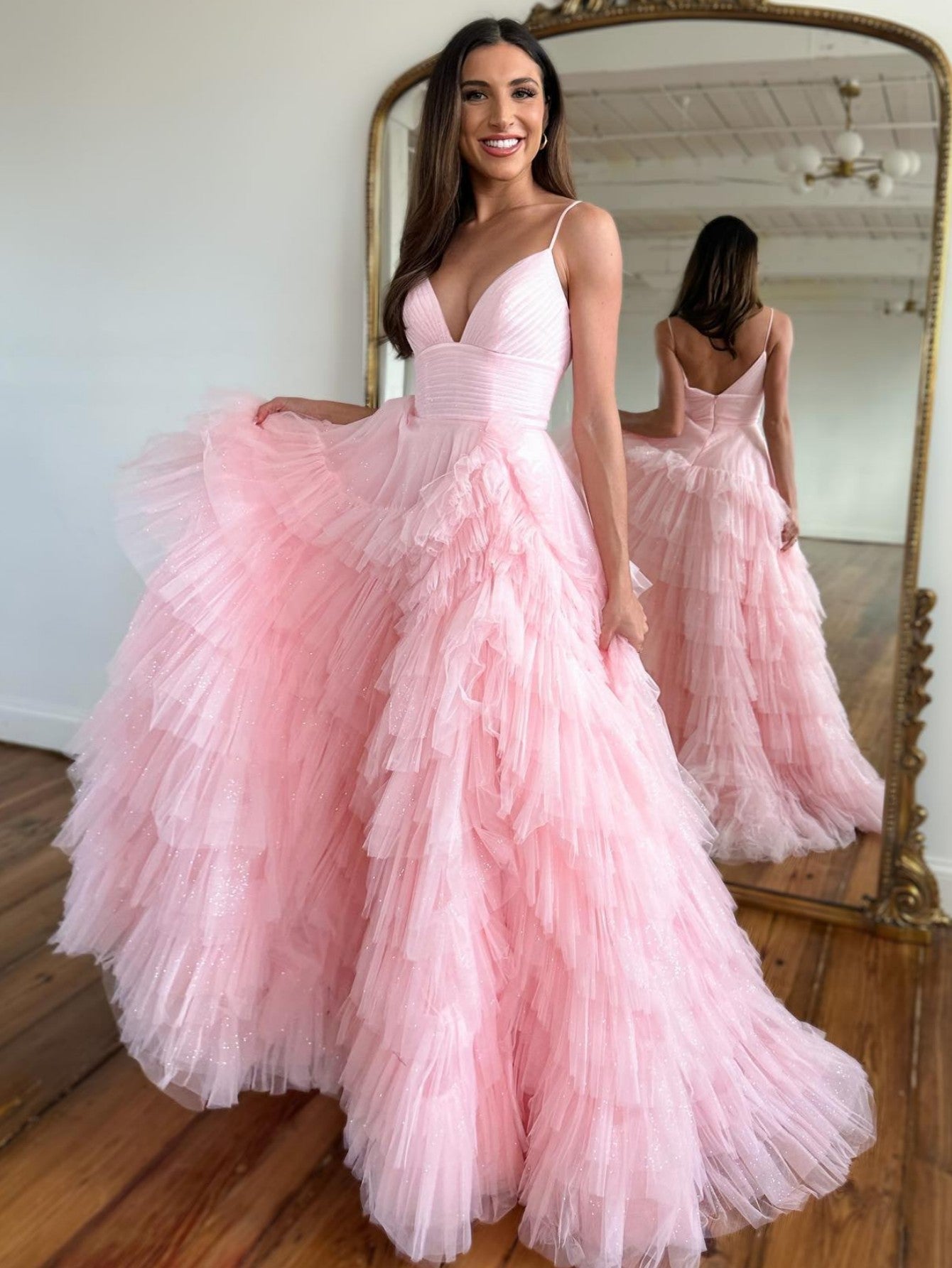 Pink tulle outlet prom skirt