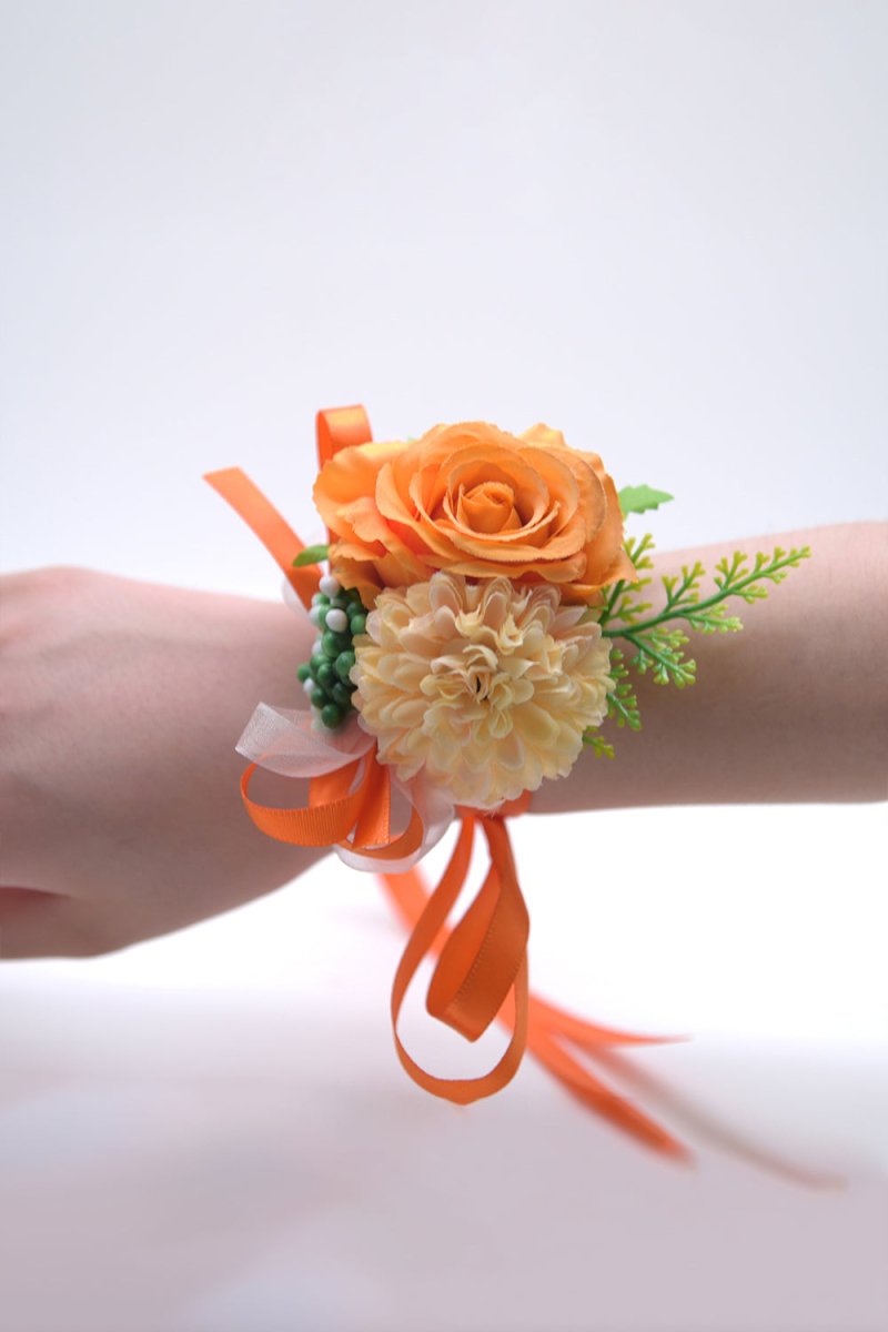 Artificial Silk Roses Bridesmaid Wrist Corsage - KissProm