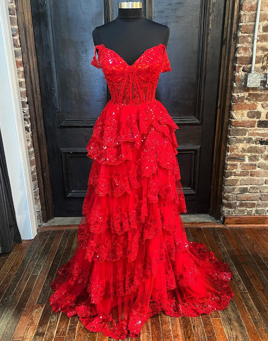 Red Corset Formal Dresses