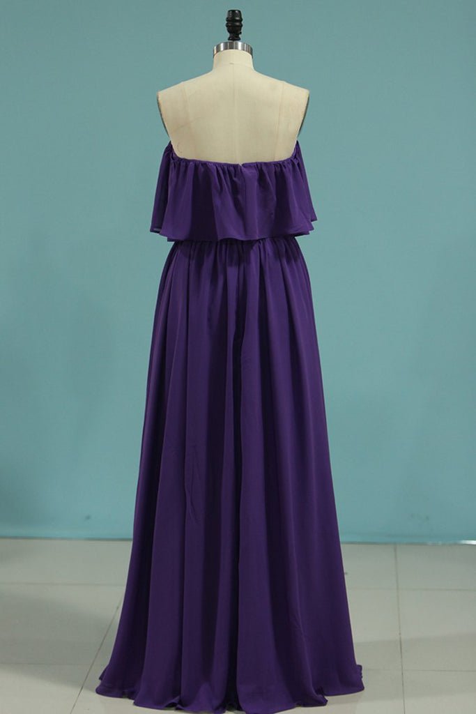 A Line Long Chiffon Off the Shoulder Mix And Match Bridesmaid Dresses