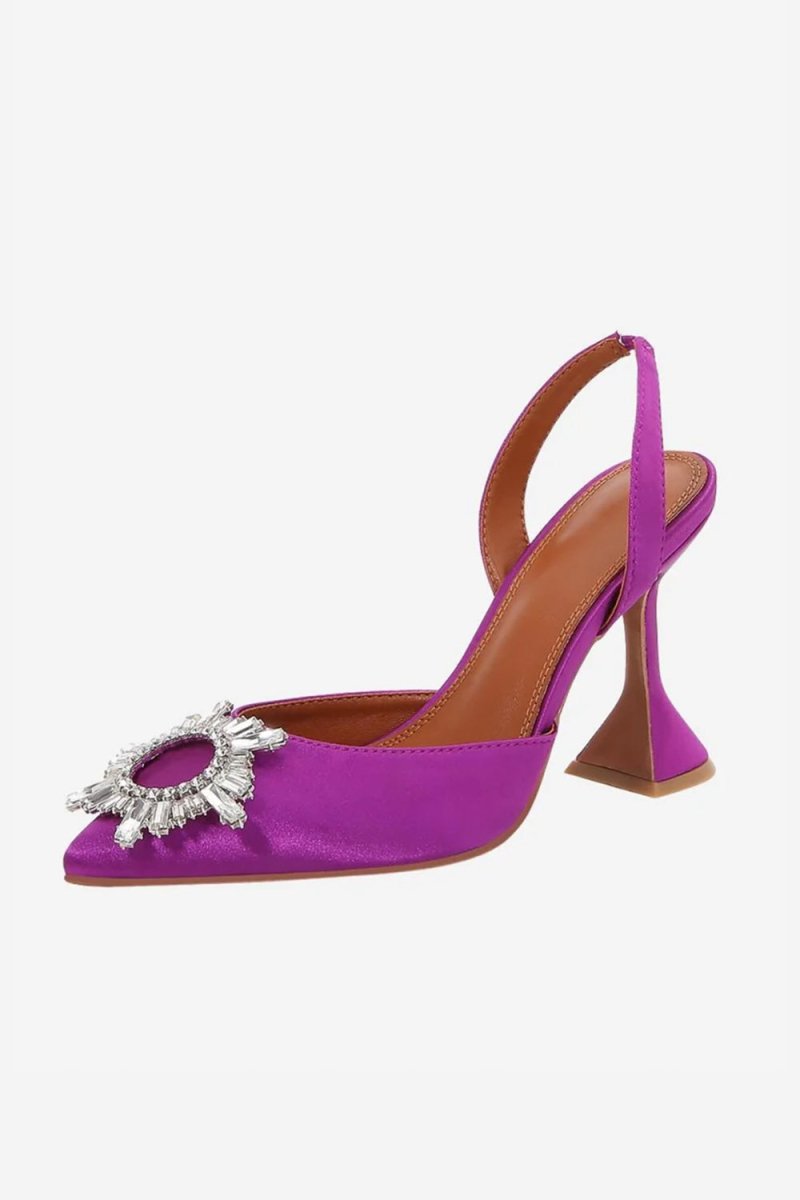 Rhinestone Pointed Toe Stiletto Sandals - KissProm