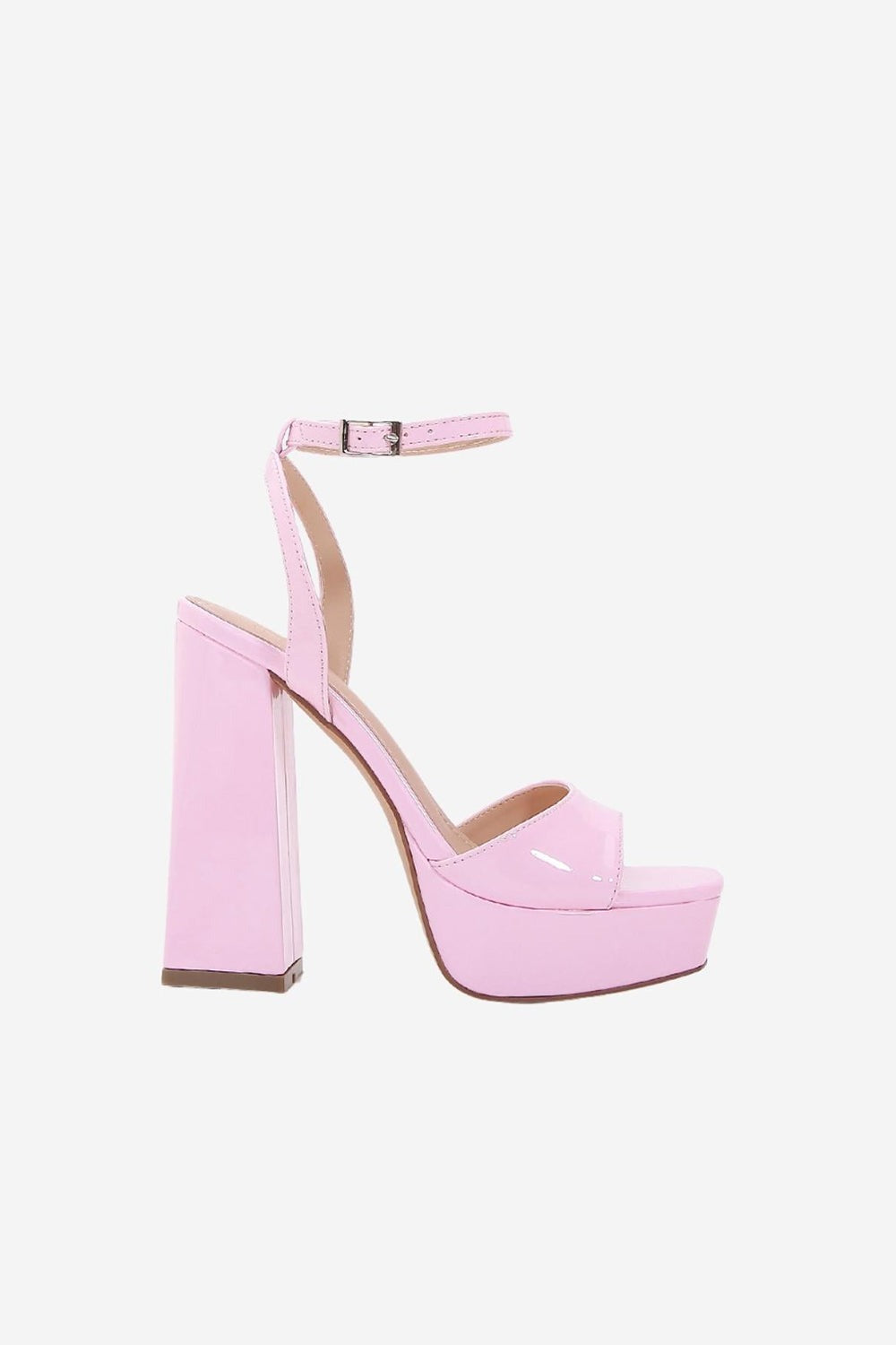 Chunky Pink One Strap High Heel Sandals