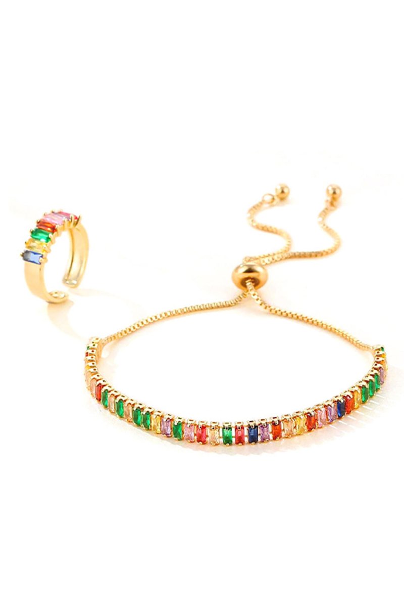 Colorful Rhinestone Bracelet Earring Party Set - KissProm