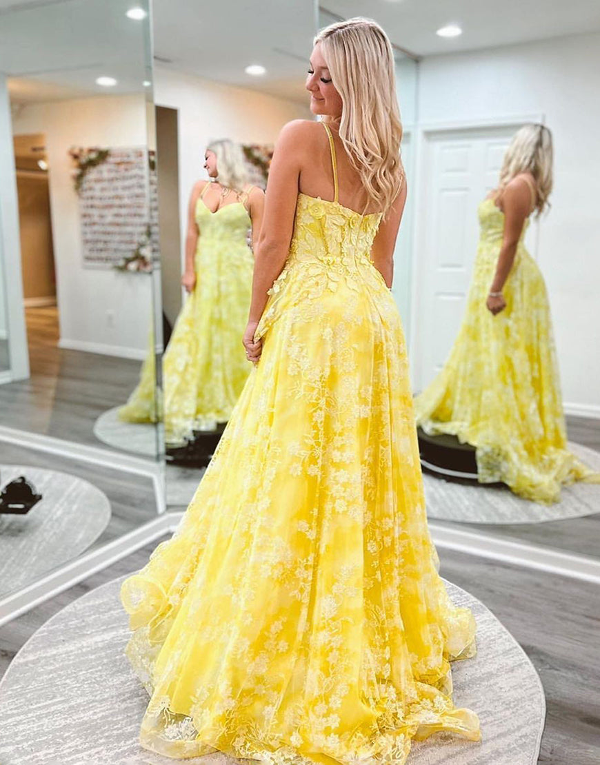 Cute yellow sale prom dresses