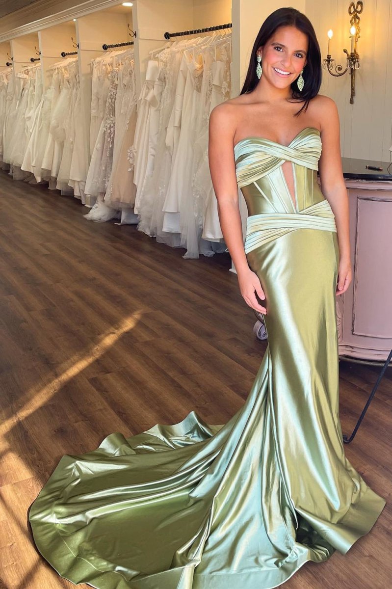 Brylee| Sweetheart Satin Mermaid Long Prom Dress - KissProm