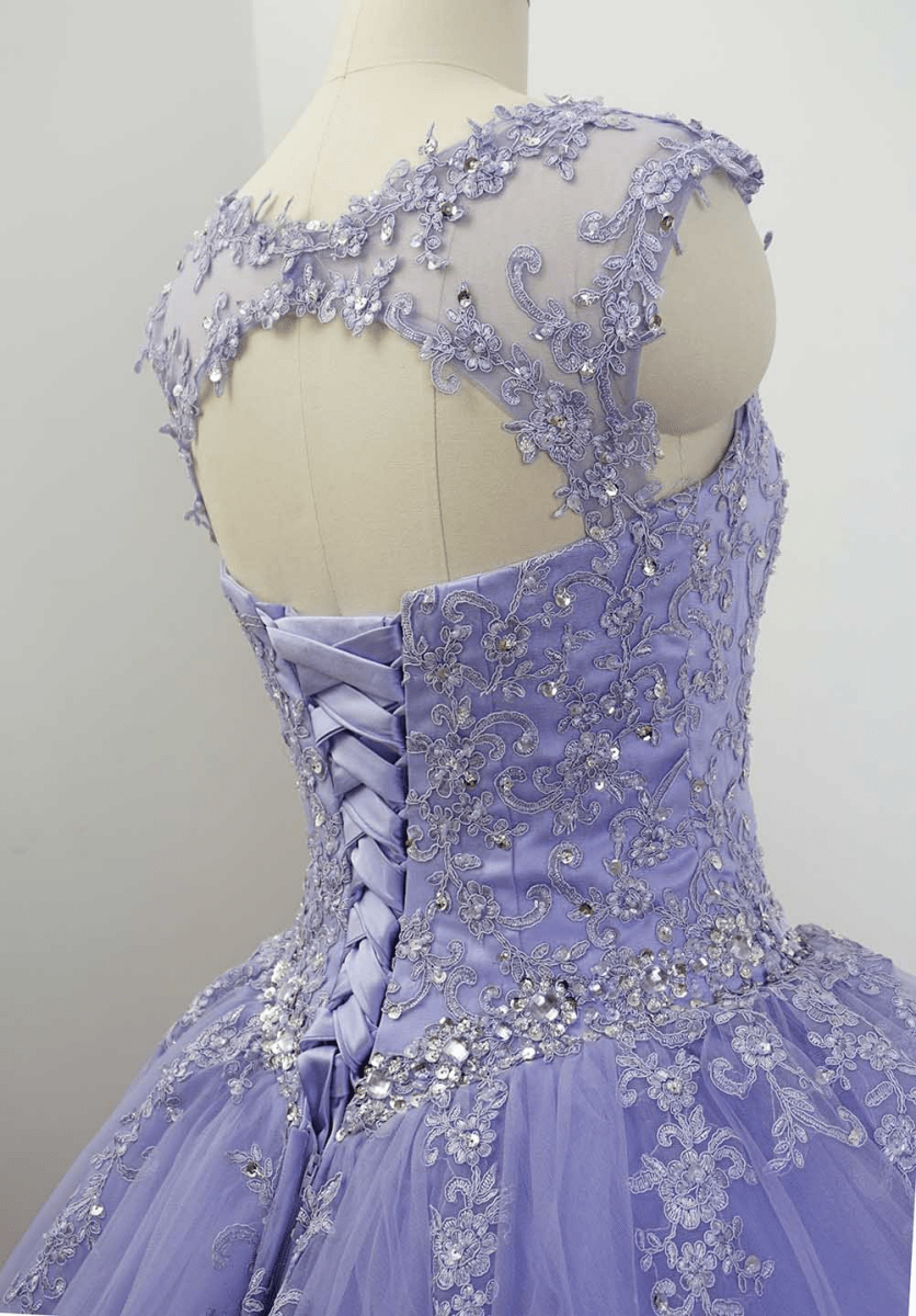 Lavender Ball Gown Quinceanera Dresses Lace Appliqued Dress - KissProm