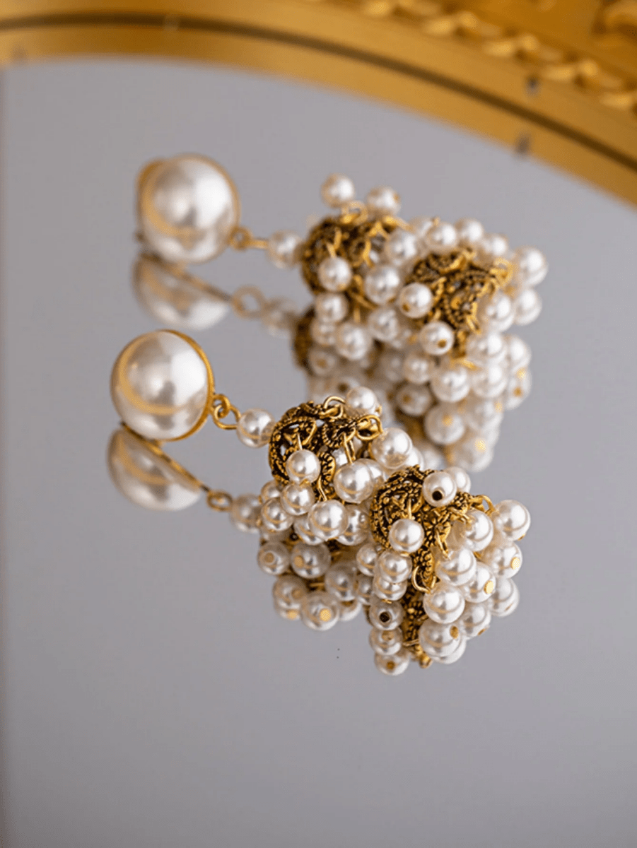 Golden Vintage Dangle Tassel Pearl Earrings - KissProm