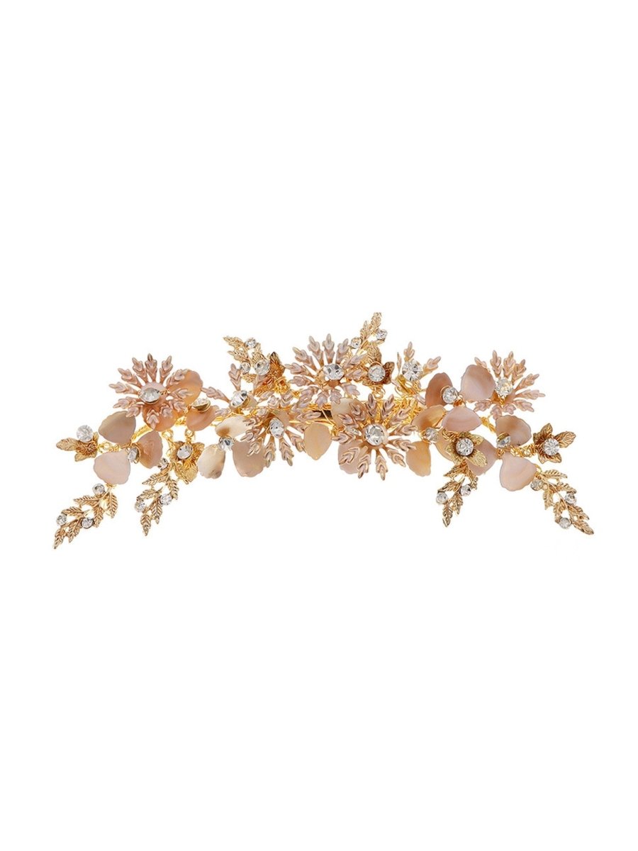 Vintage Gold Flower Embellished Rhinestone Hairpin - KissProm